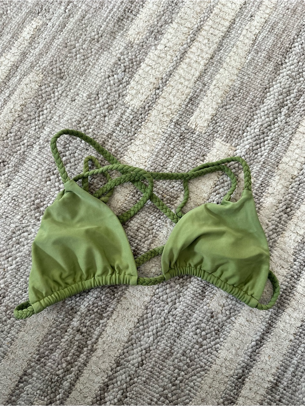 Olive Green Braided Triangle Bikini Top - Women's Swim